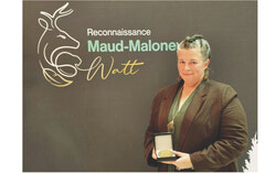 Aylmer trapper Cathy Naud, founder of Trappeuses du Québec, was one of 24 women honoured at the Assemblée nationale on June 5 with Quebec's new Reconnaissance Maud-Maloney-Watt for her work bringing more women into trapping and the wildlife trades. Photo: Courtesy